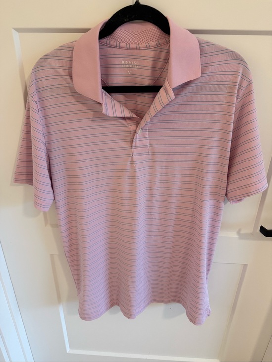 Brooks Brothers Other - Brooks Brothers Performance Golf Polo Pink Blue Stripe Mens M